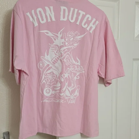 Von Dutch Pink Tee with White Logo Nwt - Picture 3 of 4
